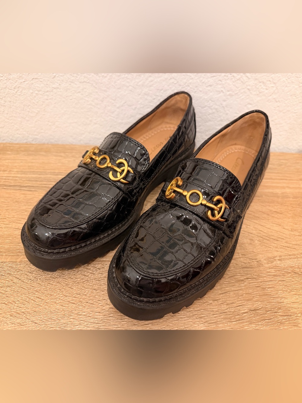 Circus by Sam Edelman Women's Black Loafers with Gold Hardware ~ Size 7